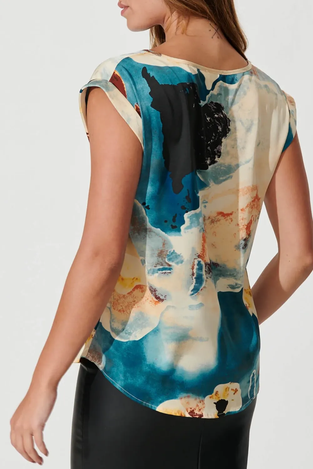 Blue Based Art Print Sleeveless Top