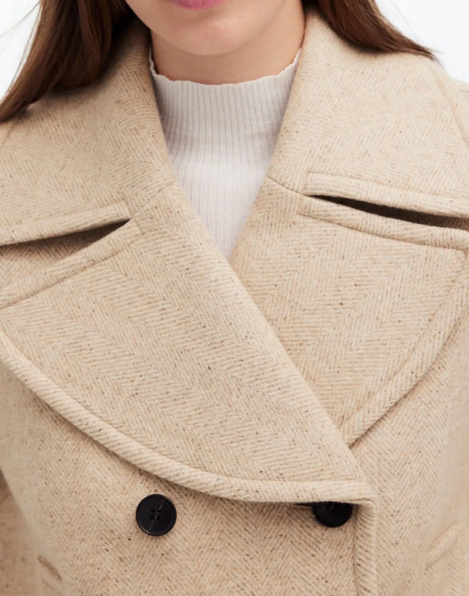 Oversized-Collar Short Peacoat