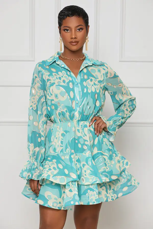 In Bloom Peplum Mini Dress (Green Multi)- FINAL SALE