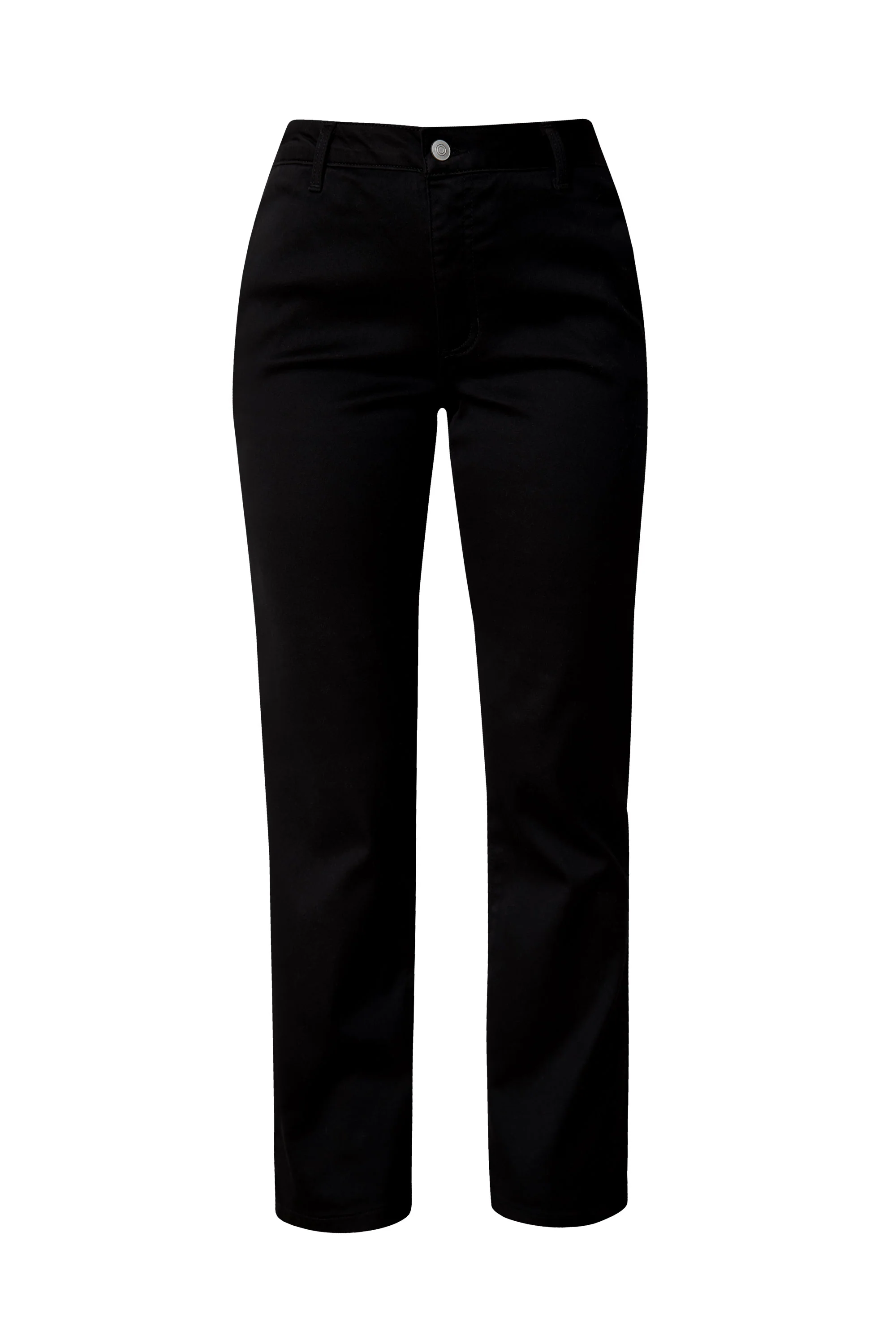 Straight Twill Slim Fit Trousers Black