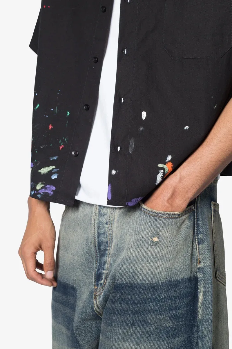 POPLIN PAINTER S/S BLACK SHIRT