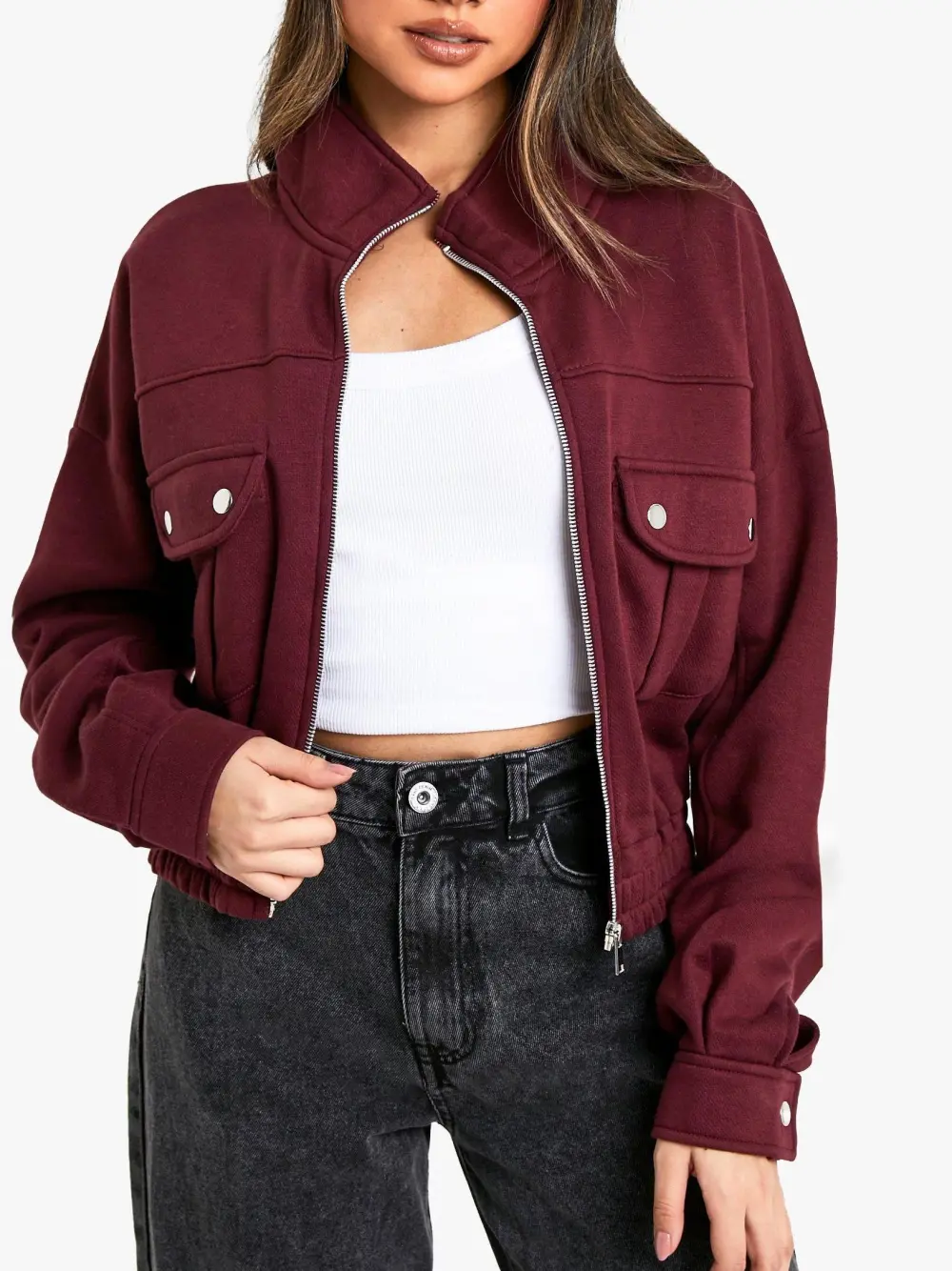 POCKET DETAIL BOMBER JACKET