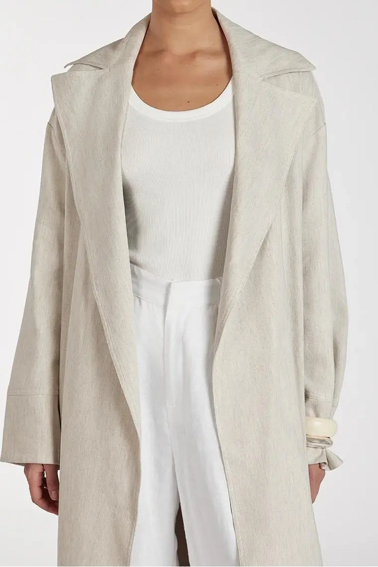 JOSEPHINA NATURAL LINEN BLEND COAT