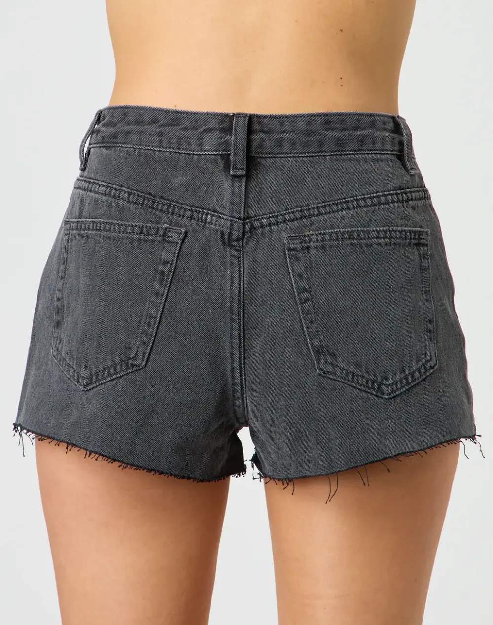 High Rise Denim Mini Short