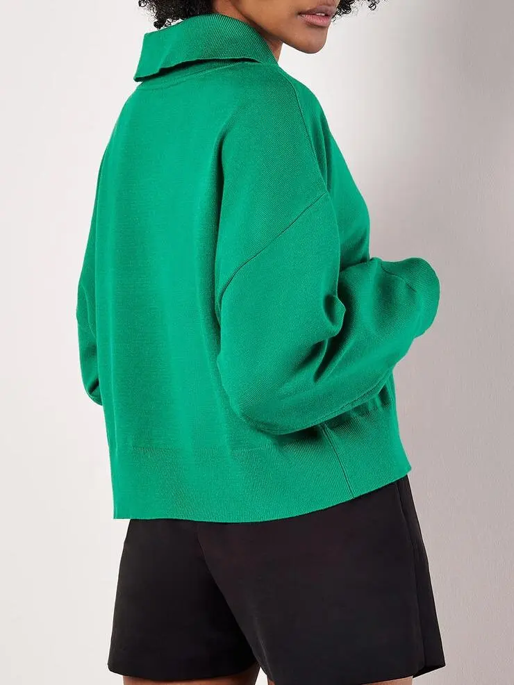 Cropped Zip Neck Sweatshirt