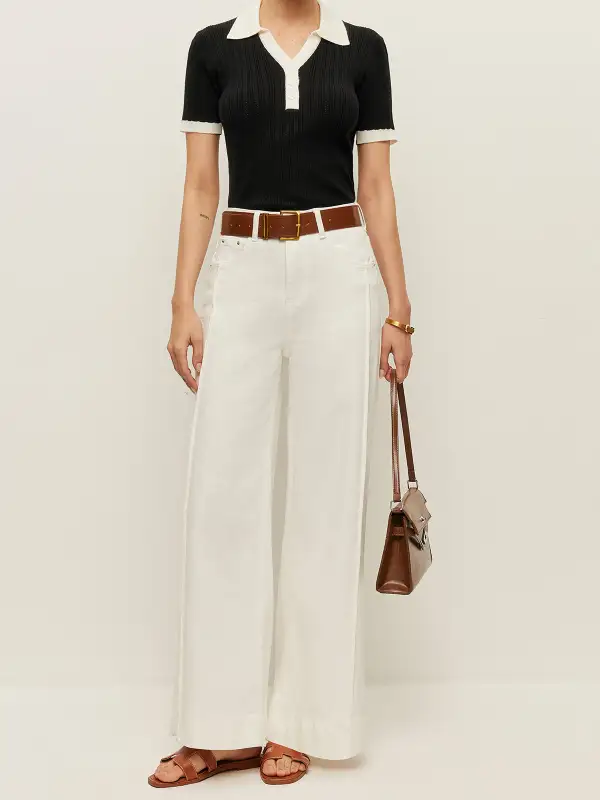 High-Waist Wide-Leg Jeans With Belt