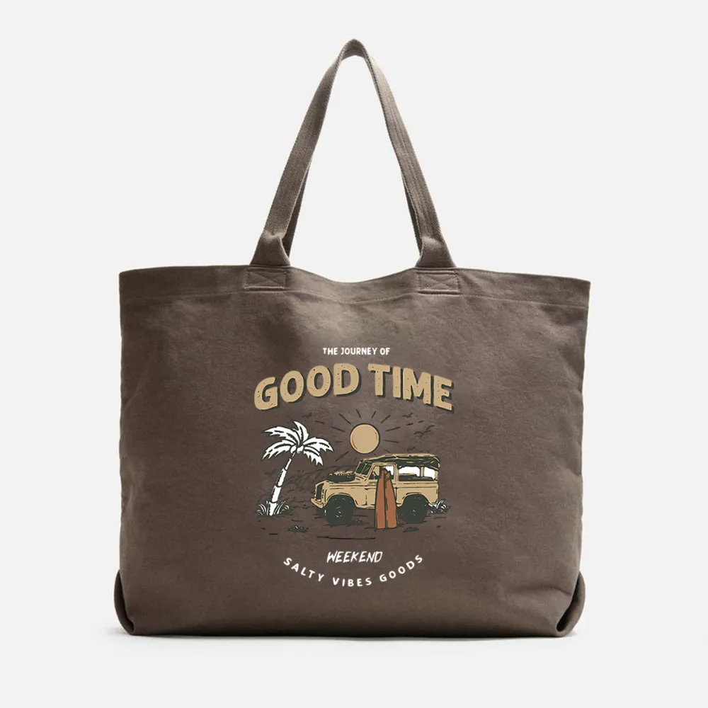 Good Time Weekend Salty Vibes Goods Printed Canvas Bag