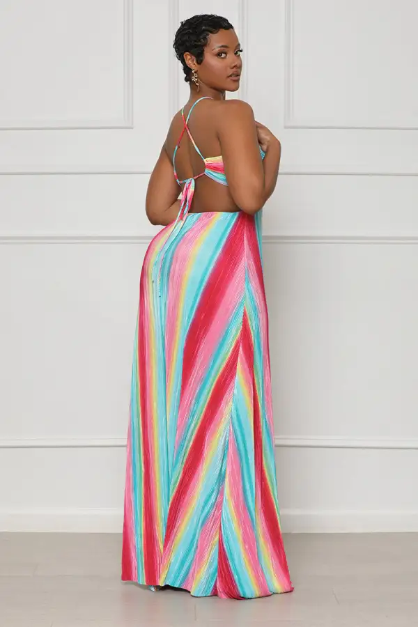 Taste The Rainbow Maxi Dress (Pink Multi)-FINAL SALE