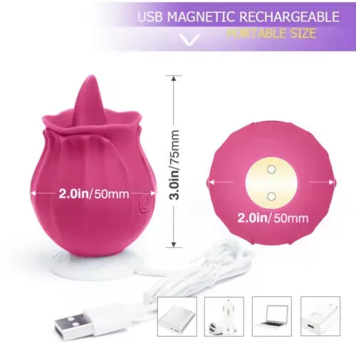 Waterproof Tongue Oral Clit Licking Rose Vibrator G Spot Dildo Women Sex Toys US