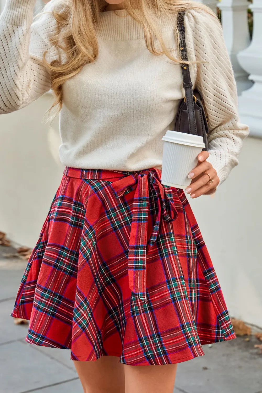 Red Plaid A-Line Mini Skirt