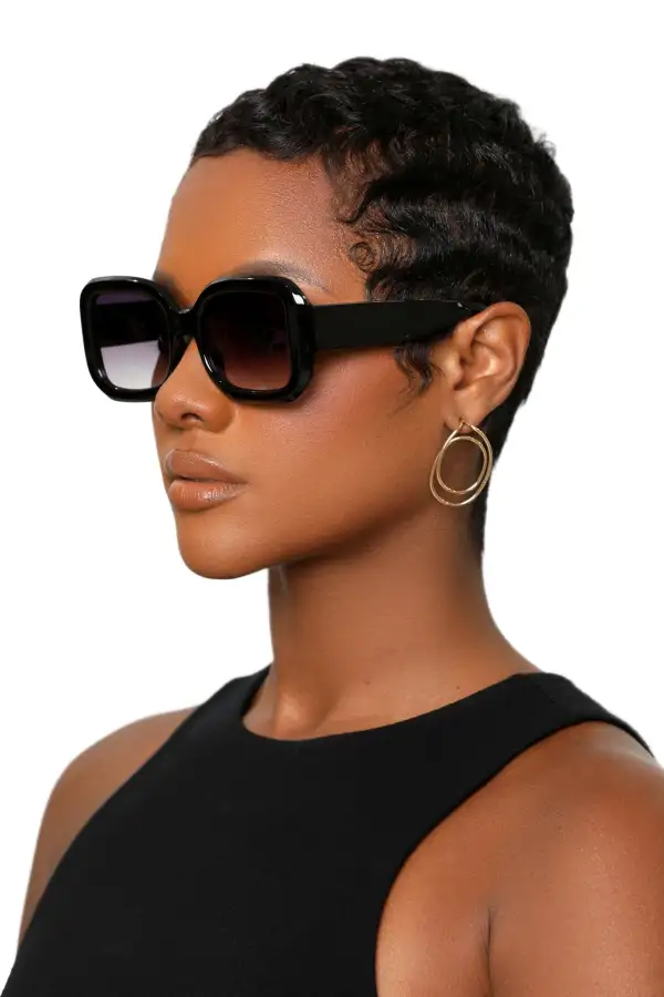 Luxe Lens Square Shades (Black)