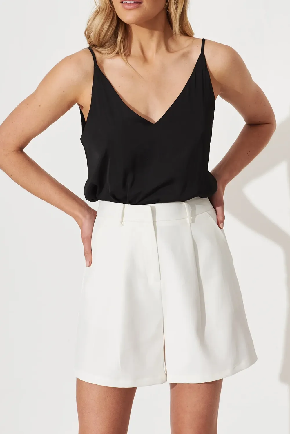 White High Waist Wide Leg Shorts