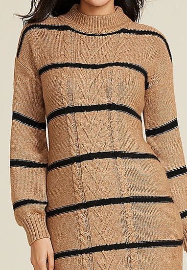 Cable Mock Neck Sweater Dress