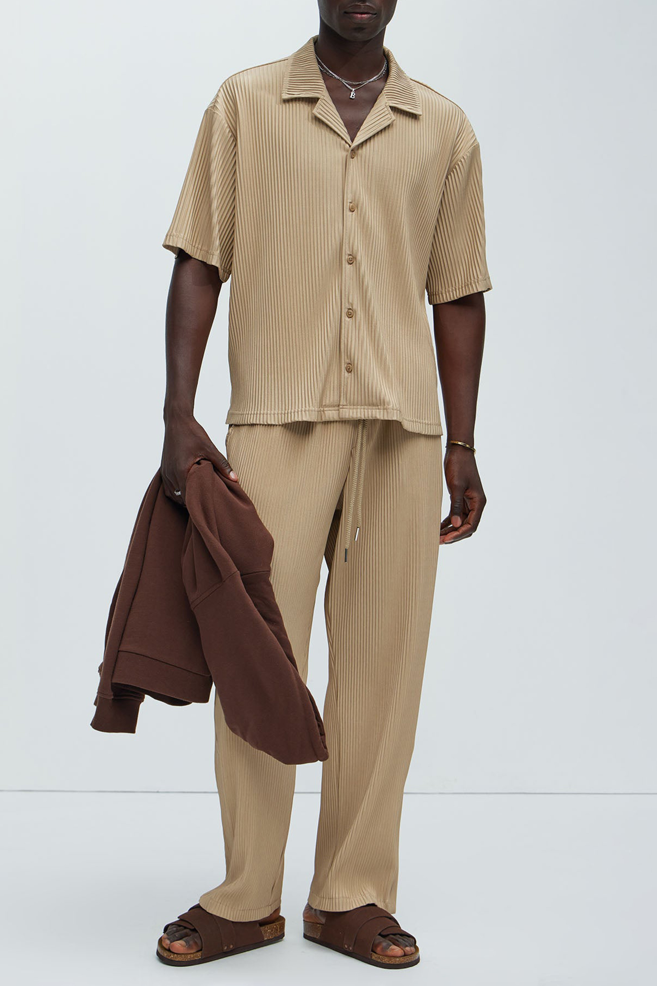 Regular Potential Pleated Shirt - Tan