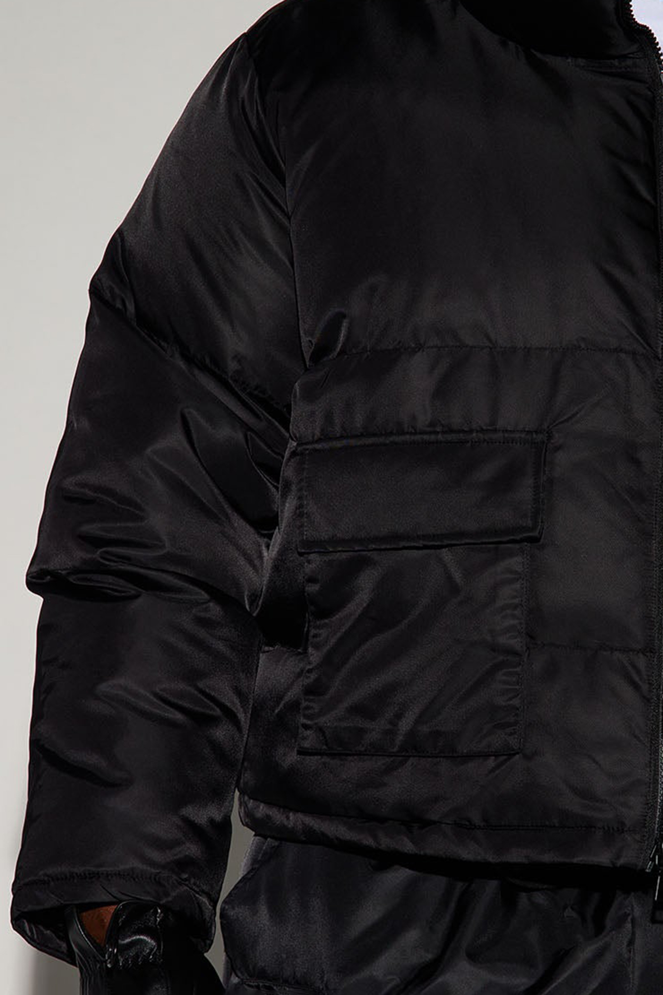 Ride With Me Nylon Cropped Puffer - Black