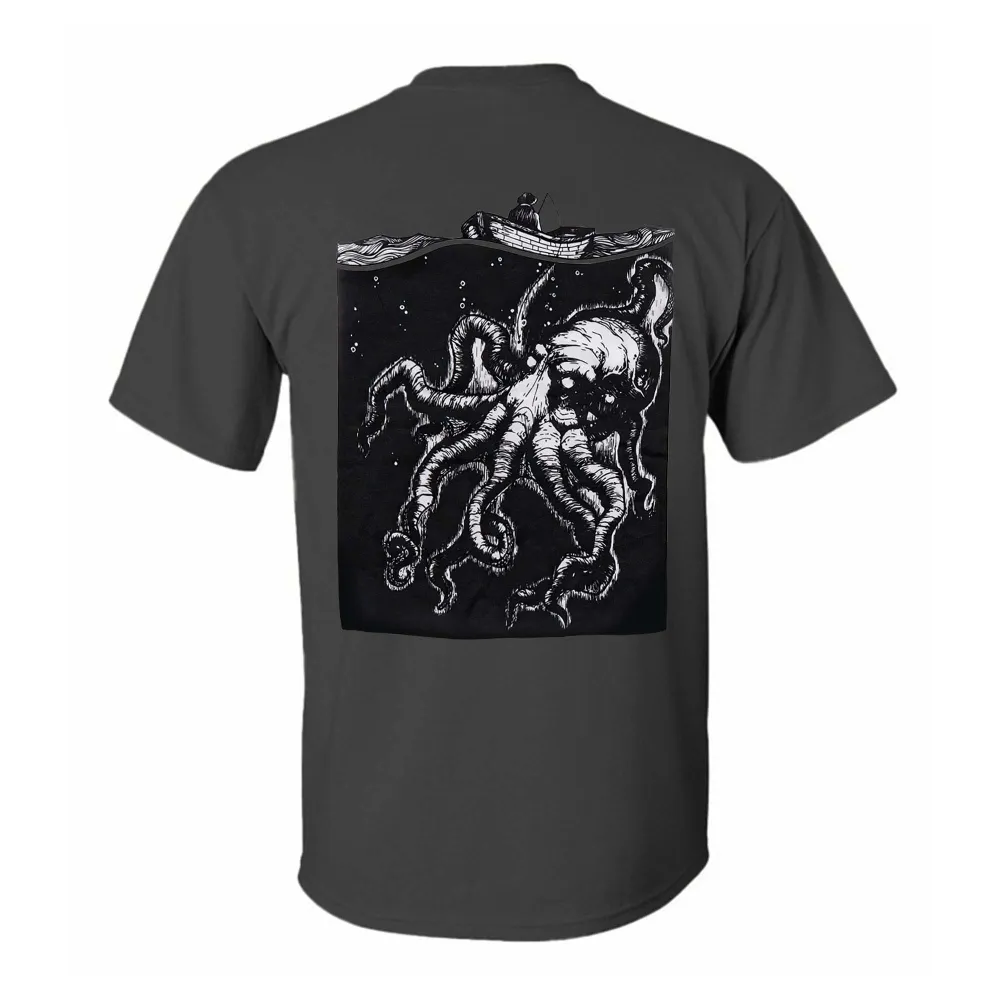 Deep Sea Monster Octopus Printed Men's T-shirt