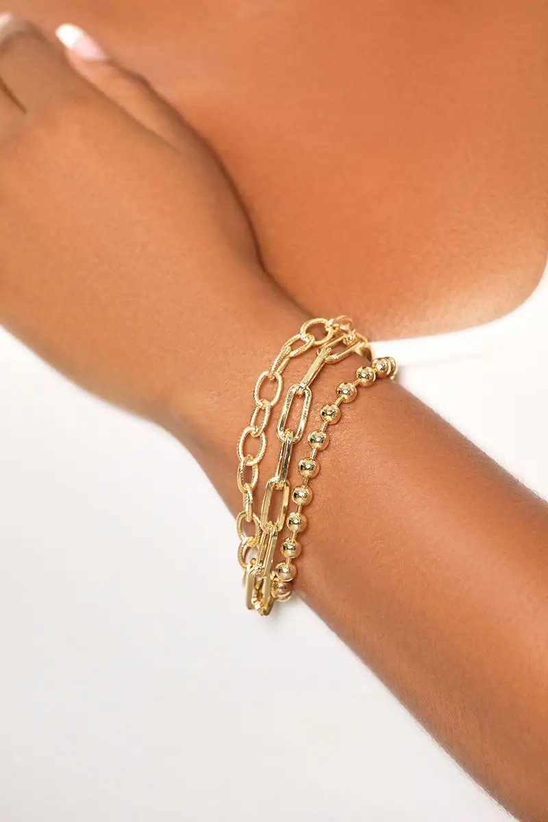 Gold Tri Bracelet Set