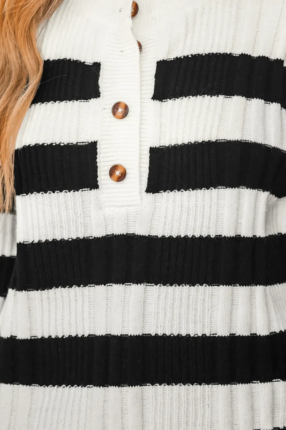 Striped Half-Buttoned Sweater