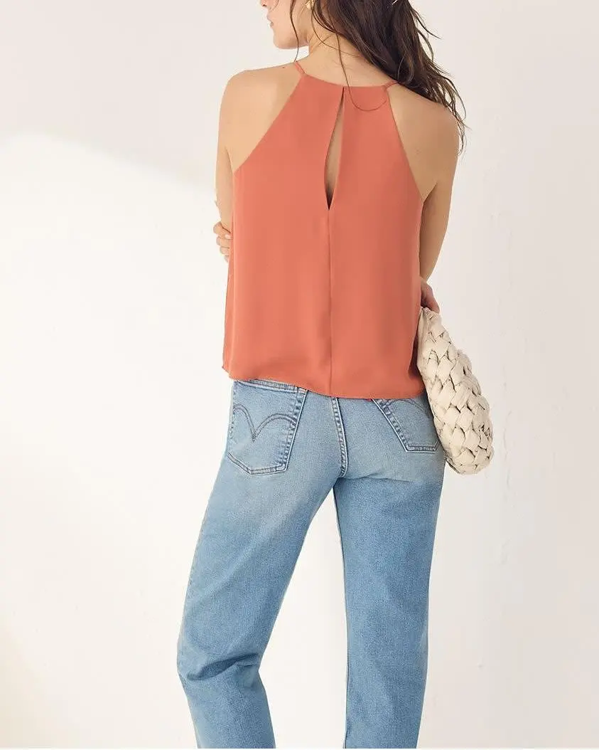 Sleeveless Halter-Neck Blouse