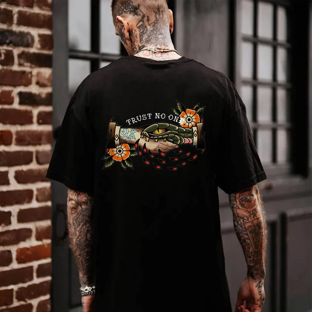 Trust No One Snake Printed Men's T-shirt