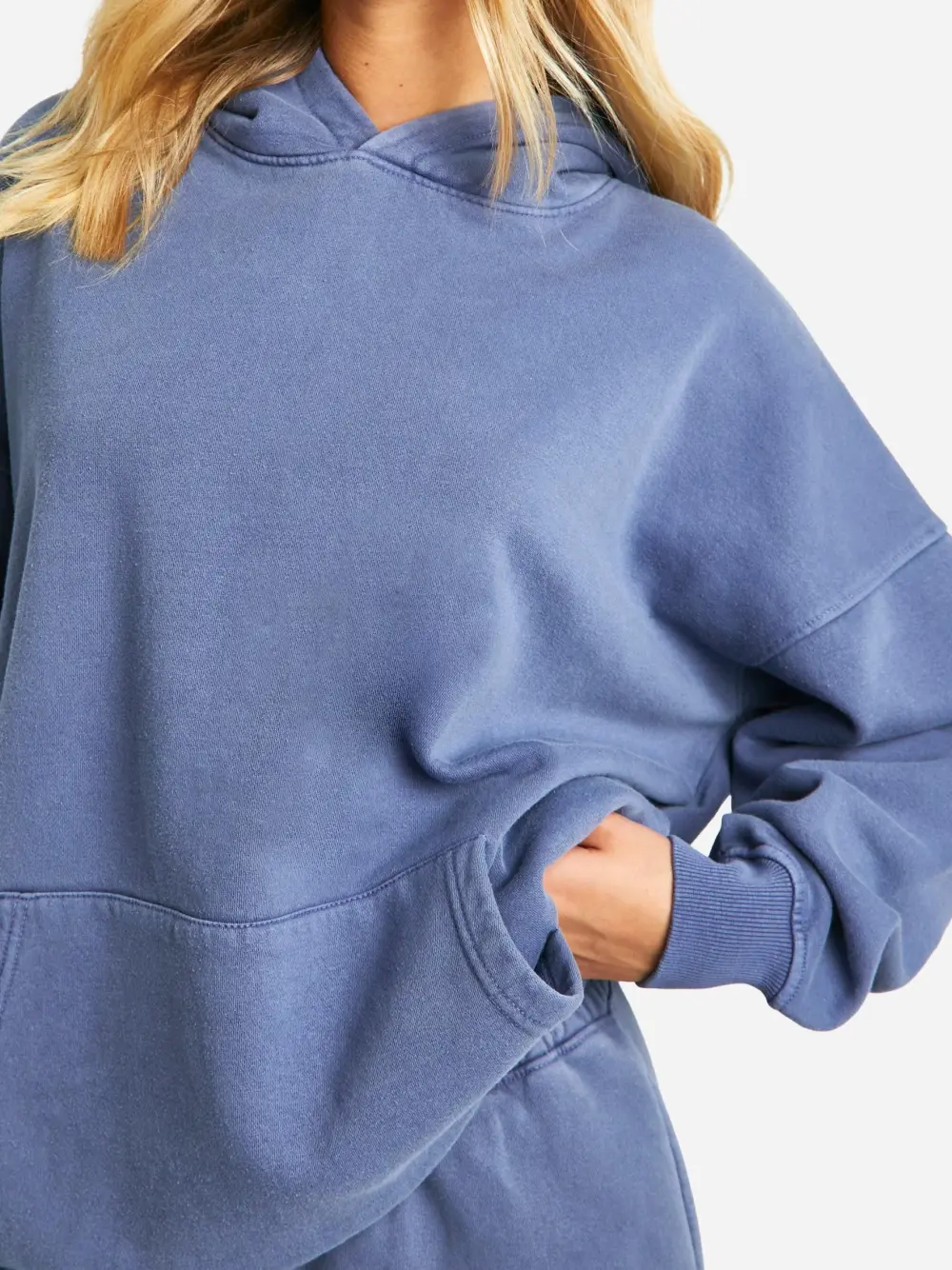 DENIM-BLUE WASHED OVERSIZED HOODIE