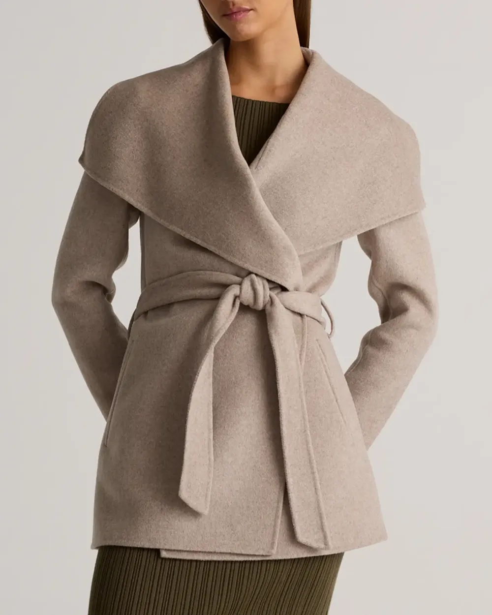 Waterfall Collar Short Wrap Coat