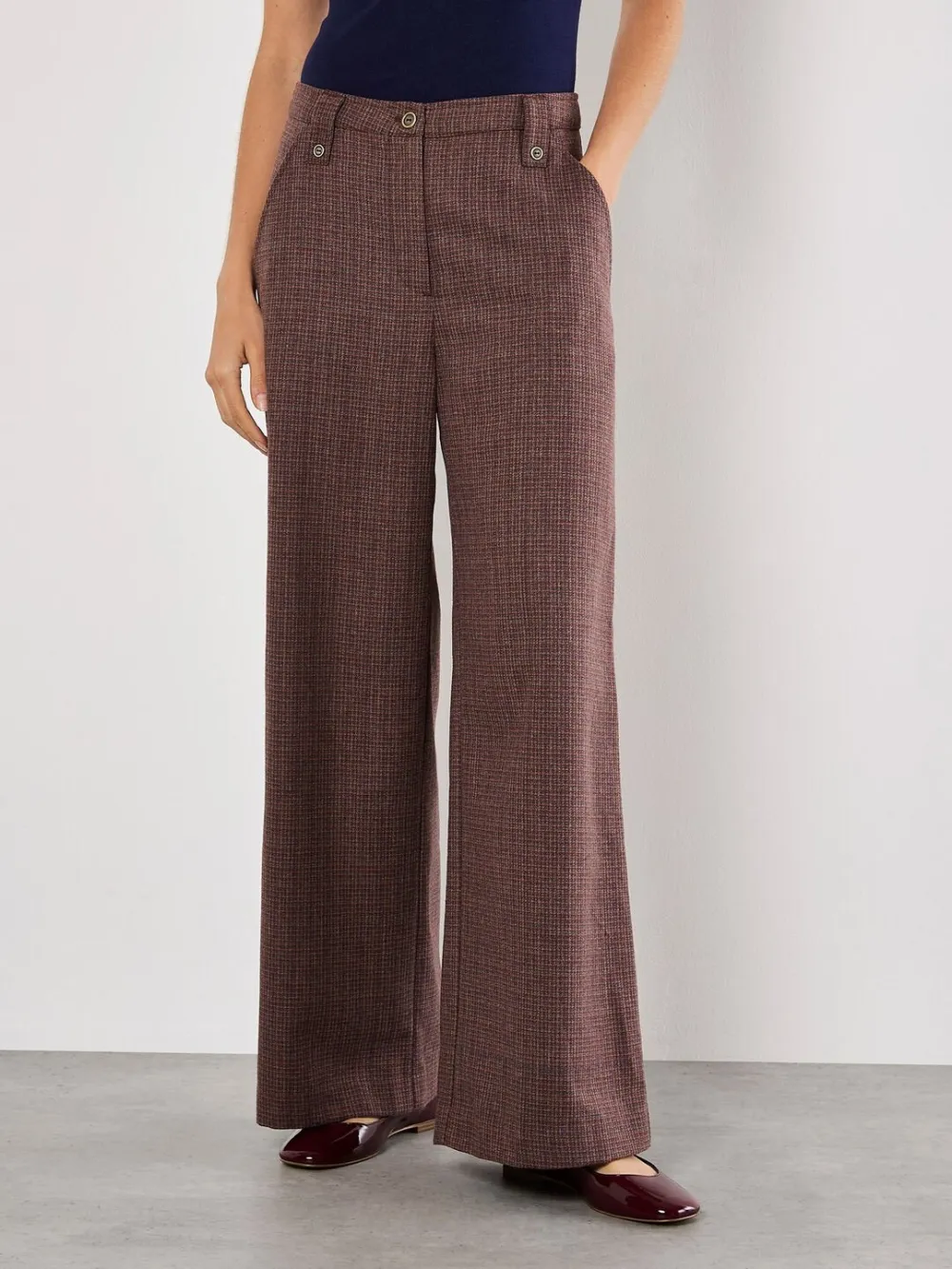 Mini Check Wide Leg Trousers