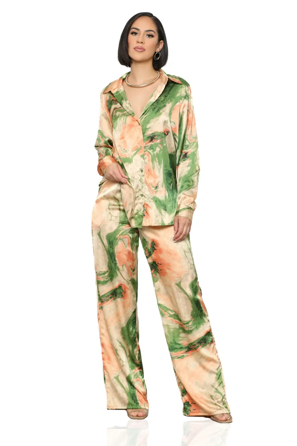 Desert Nights Pants Set (Green Multi)-FINAL SALE