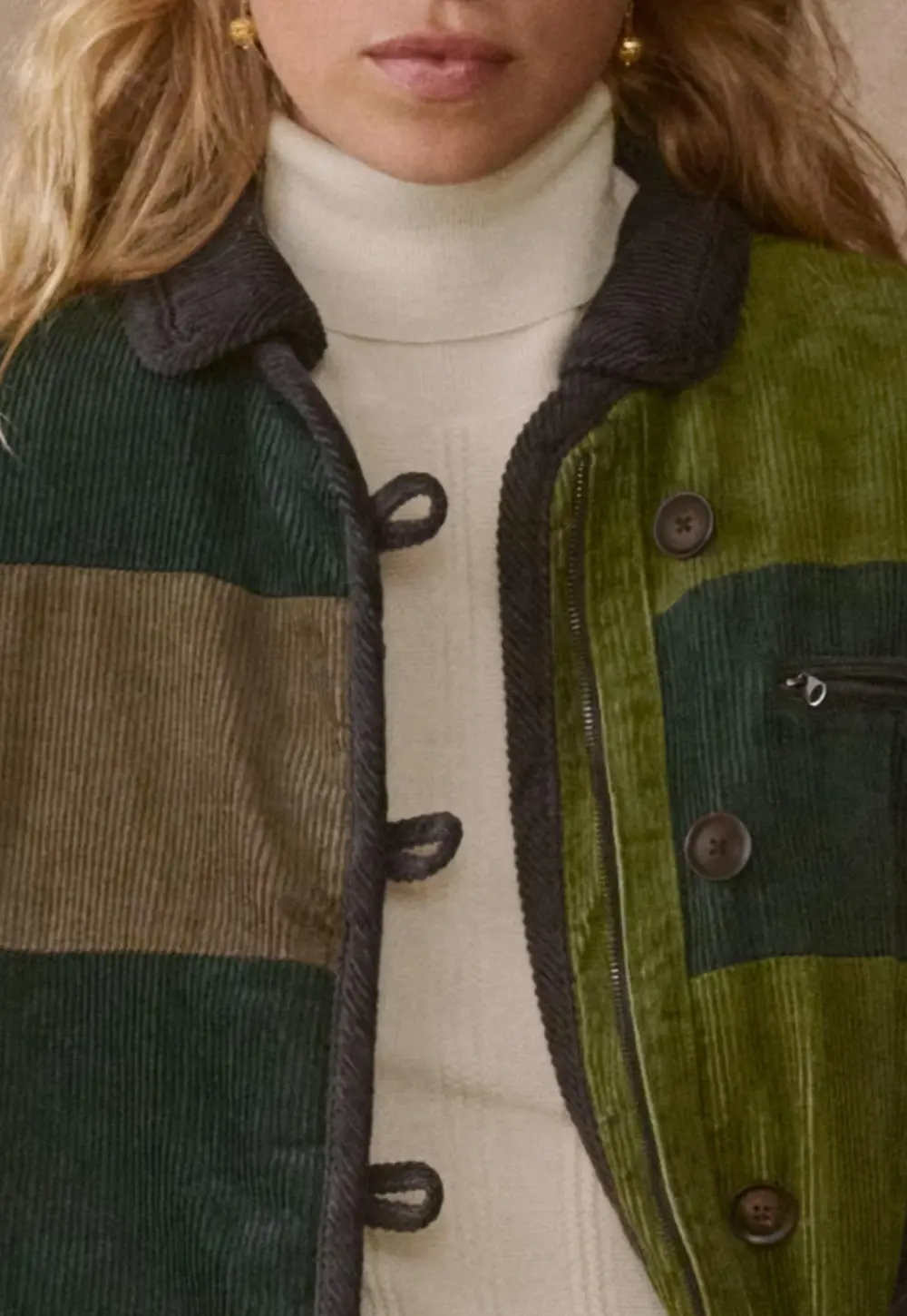 Quilted patchwork jacket
Hemp organic cotton & yak cord