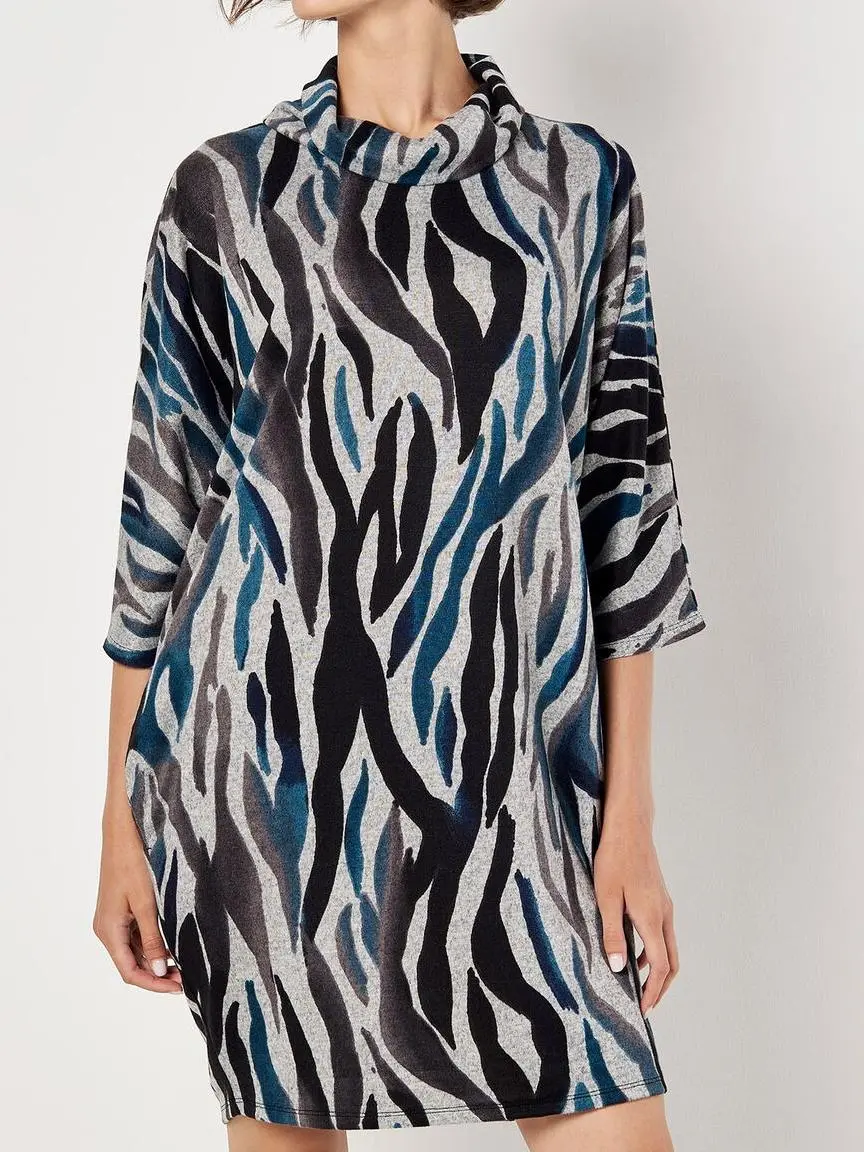 Zebra Soft Touch Cocoon Mini Dress