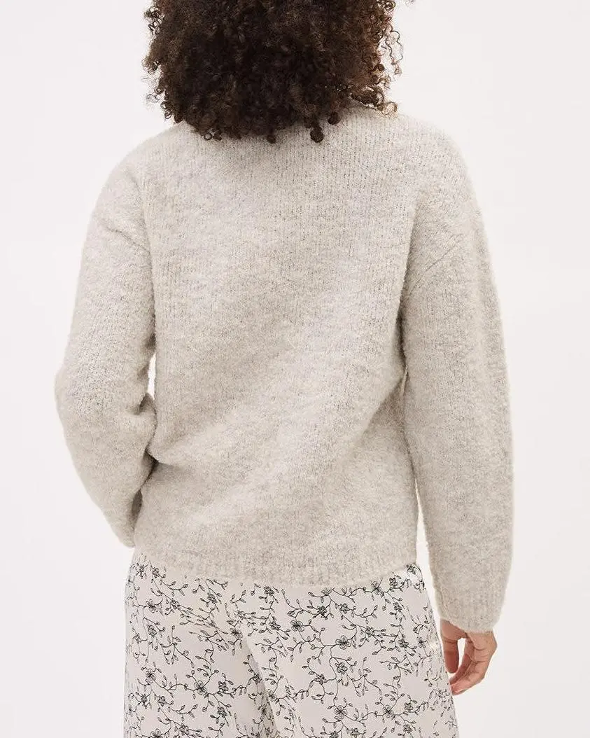 Long-Sleeve Boucle Slouchy Pullover