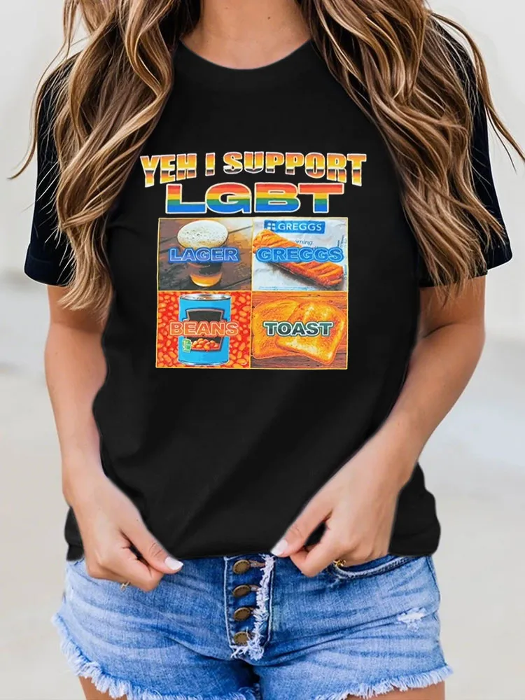 Women'S Yeh I Support L G B T Round-Neck T-Shirt