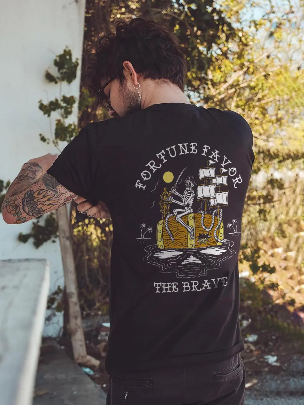 Fortune Favor The Brave Printed Men's T-shirt