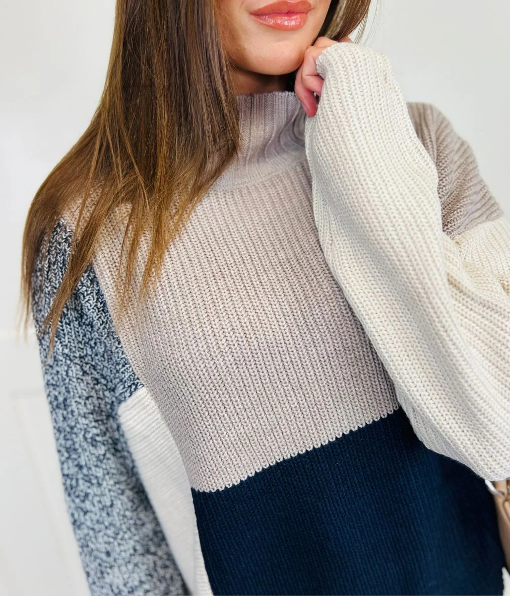 Soft Colour Block Asymmetric Jumper