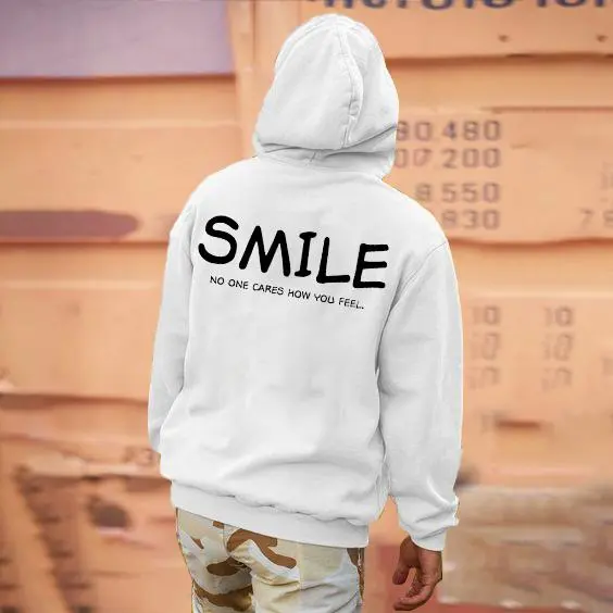 Smile No One Cares How You Feel Fun Monogram Hoodie