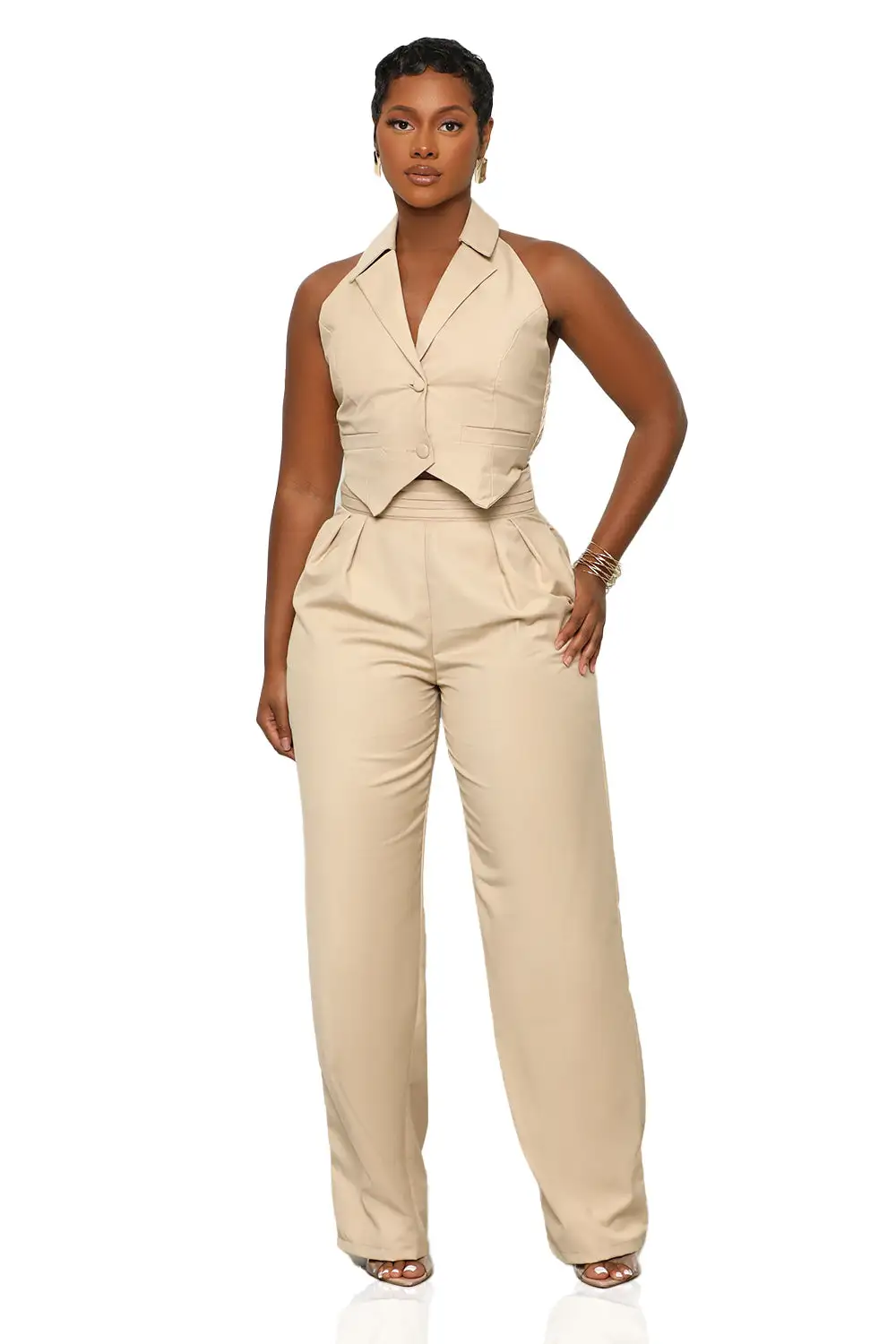 She’s The Boss Pants Set (Tan)