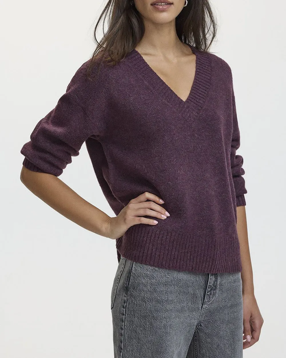 PlushSoft Long-Sleeve V-Neck Sweater