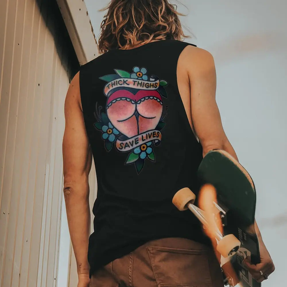 Thick Thighs Save Lives Printed Men's Tank