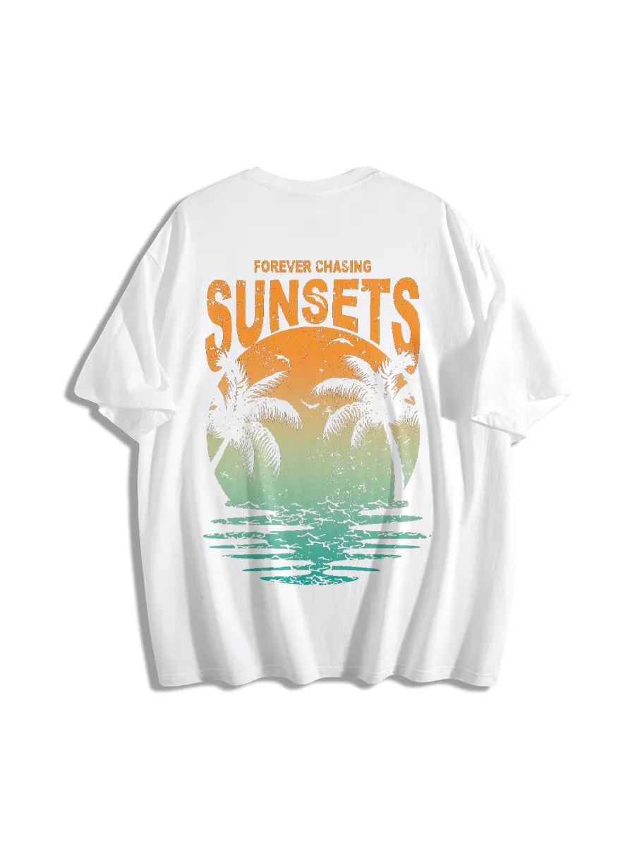Retro Sunset Rays Wavy T-Shirt