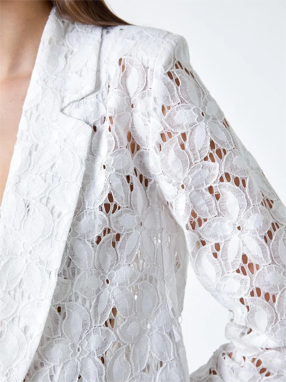 Ivory Cotton Blend Floral Lace Jacket