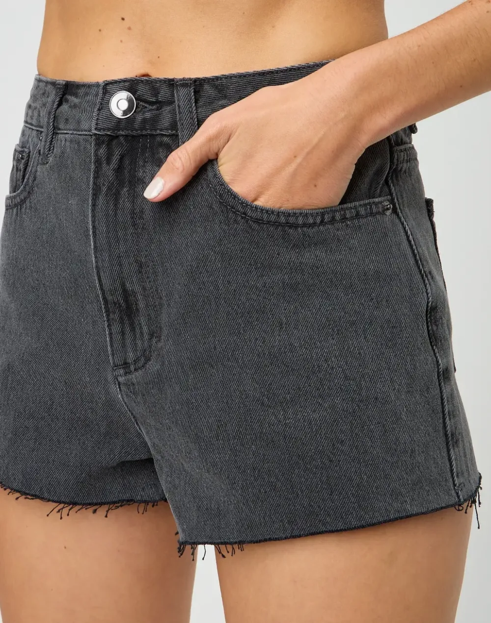 High Rise Denim Mini Short