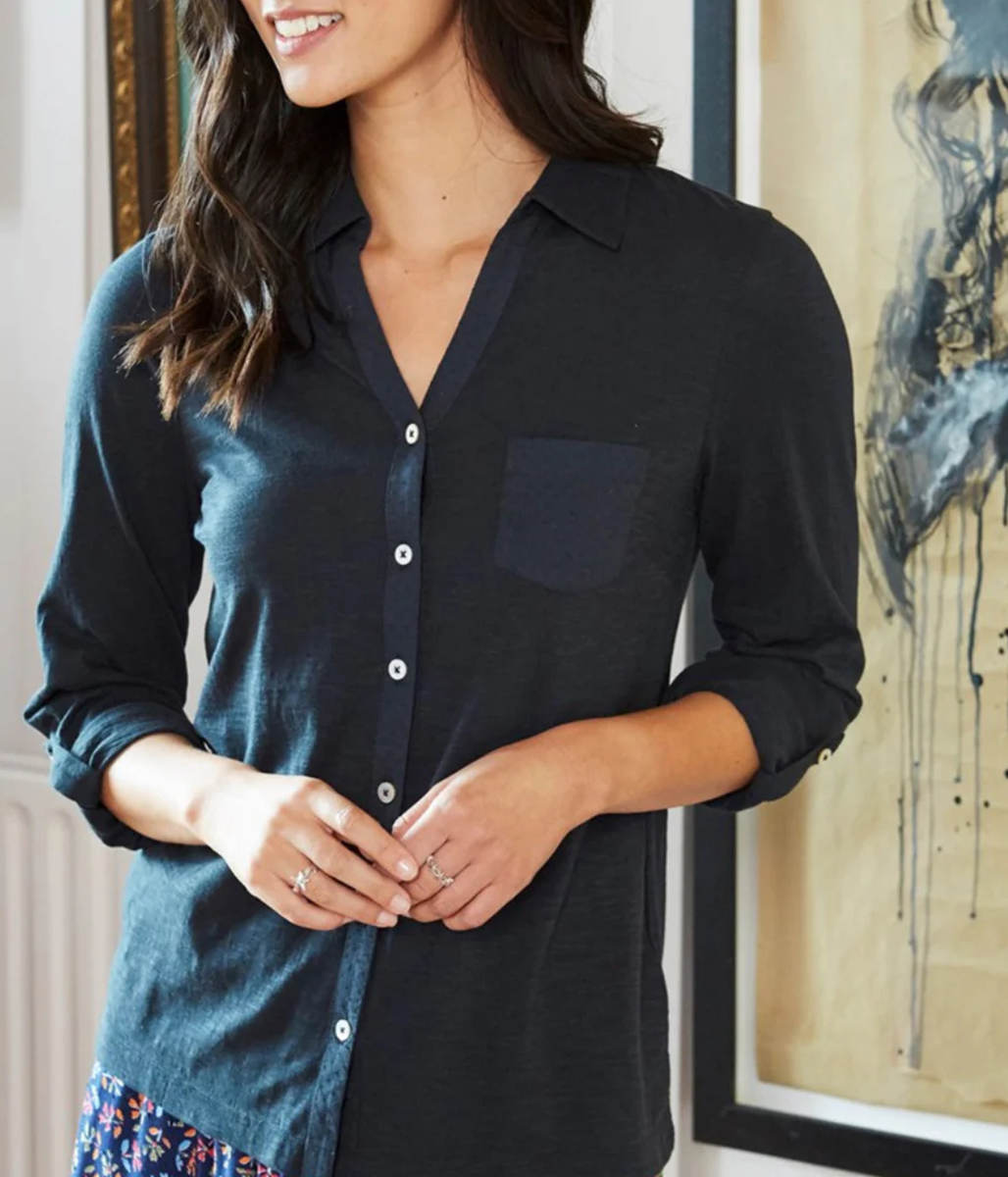 Navy Cotton Jersey Shirt