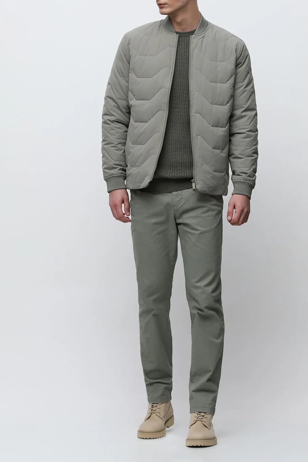 GREEN QUILTED REDOWN BOMBER JACKET