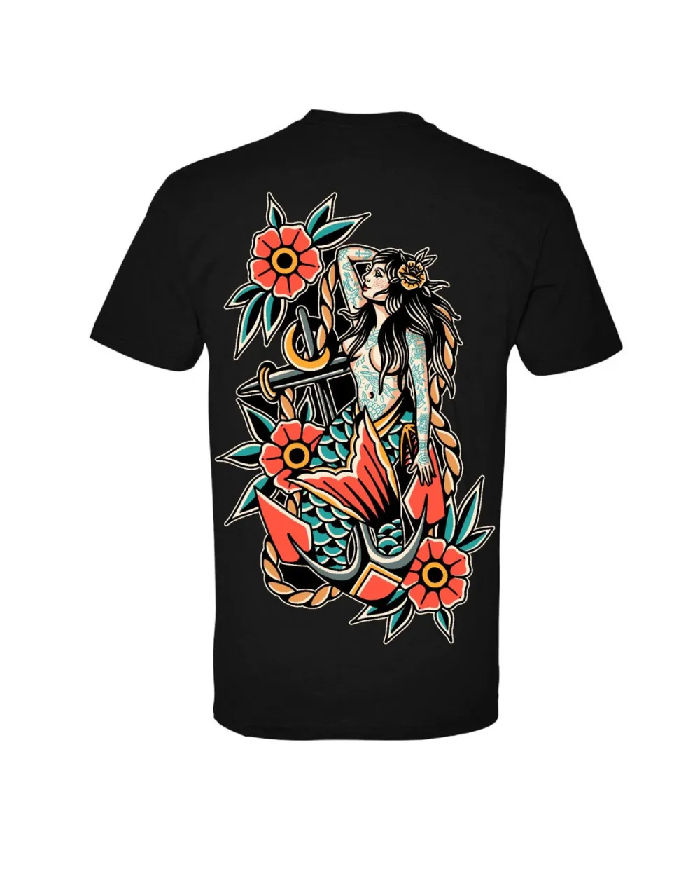 Anchor And Mermaid Printed Men's T-shirt
