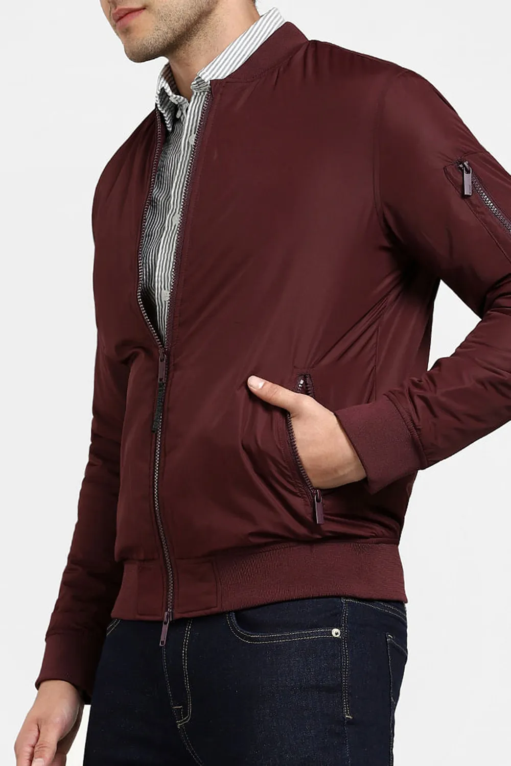 Burgundy Bomber Jacket