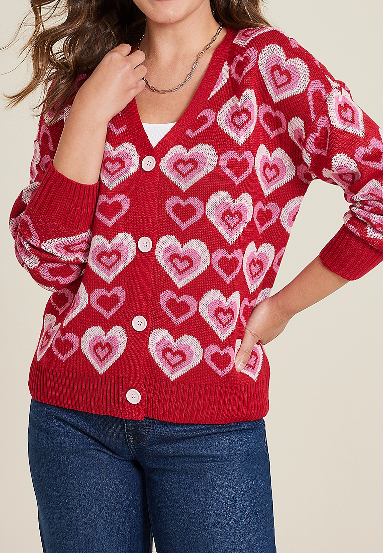 Heart Button Front Cardigan