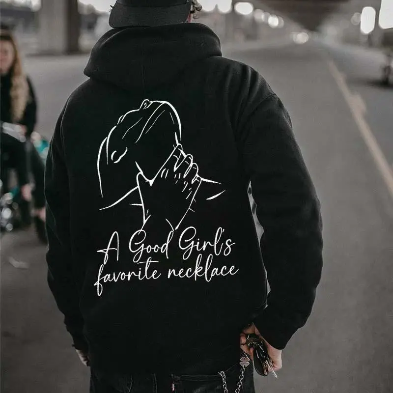 A Good Girl's Favorite Necklace Printed Men's Hoodie