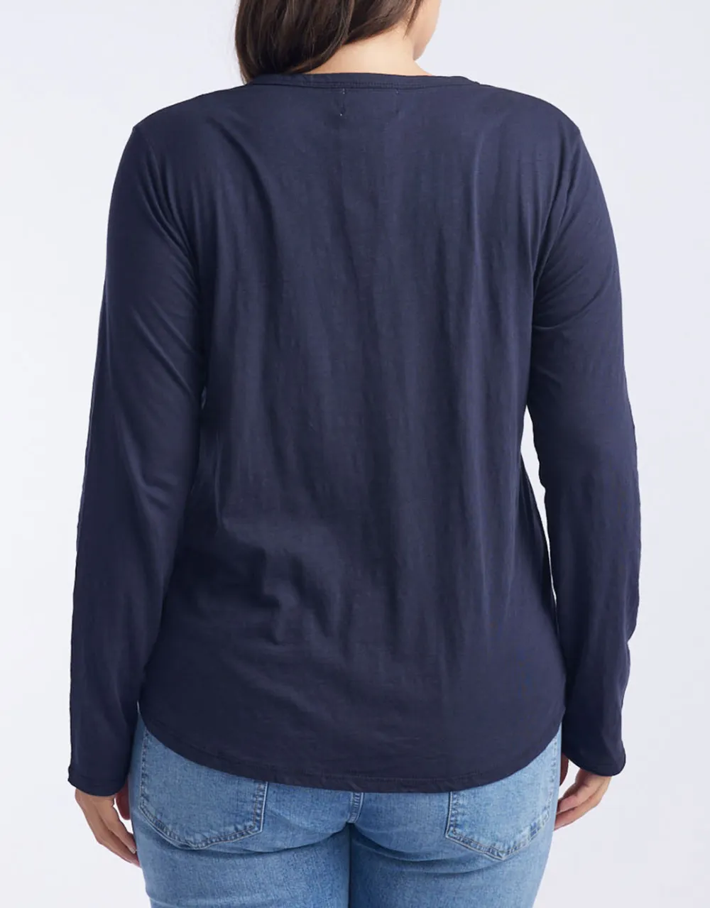 Original Round Neck Long Sleeve T-Shirt - Navy