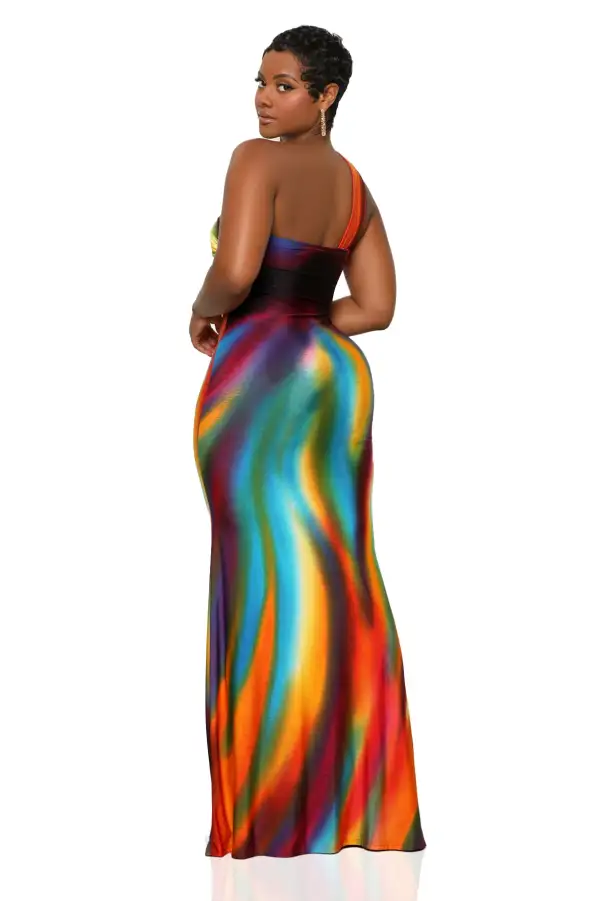Warm Horizons One Shoulder Maxi Dress