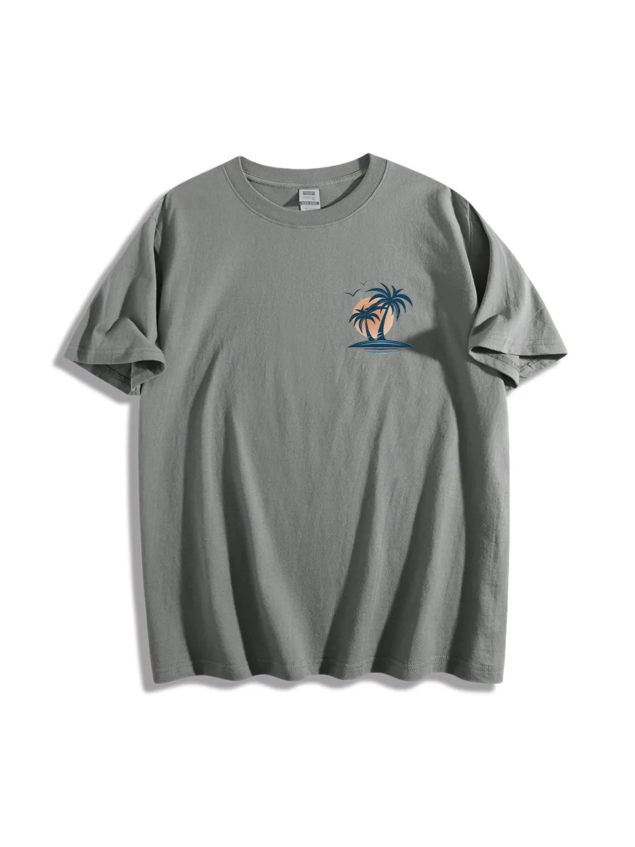 Summer Casual Loose Coconut Tree Print T-Shirt